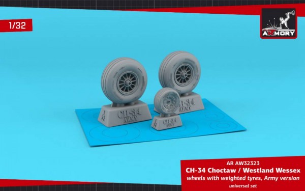 AR AW32323   CH-34 Choctaw (Army version) / Westland Wessex wheels w/ weighted tyres (1/32) (thumb81002)